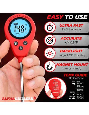 Termómetro Digital Instantáneo Alpha Grillers UM3105 21cm