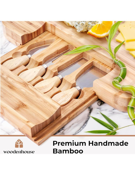 Tabla de Charcutería Woodenhouse 33x33cm con Utensilios y Cuencos