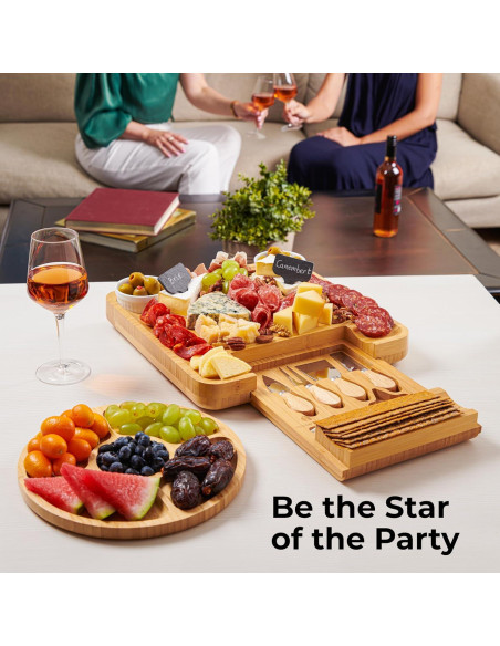 Tabla de Charcutería Woodenhouse 33x33cm con Utensilios y Cuencos