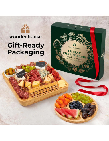 Tabla de Charcutería Woodenhouse 33x33cm con Utensilios y Cuencos