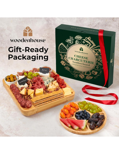 Tabla de Charcutería Woodenhouse 33x33cm con Utensilios y Cuencos