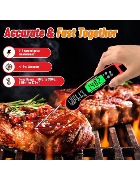 Termómetro Digital de Carne PAWPRO IP67 12.7cm Rojo