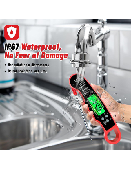 Termómetro Digital de Carne PAWPRO IP67 12.7cm Rojo