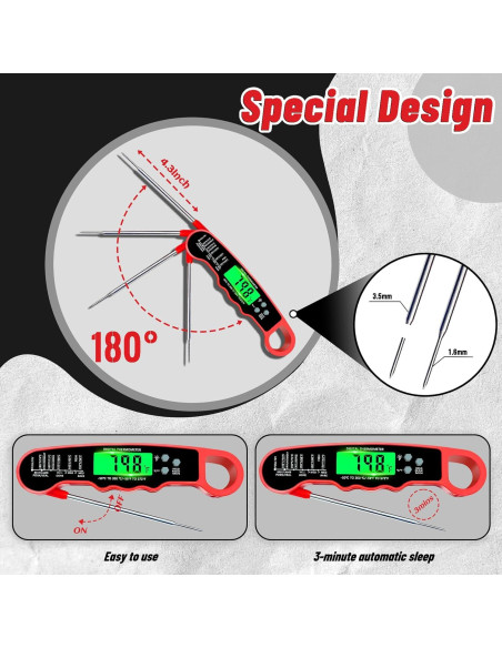 Termómetro Digital de Carne PAWPRO IP67 12.7cm Rojo