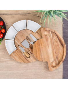 Juego de Tabla de Queso ChefSofi 33 cm Madera Acacia 8 Piezas 2