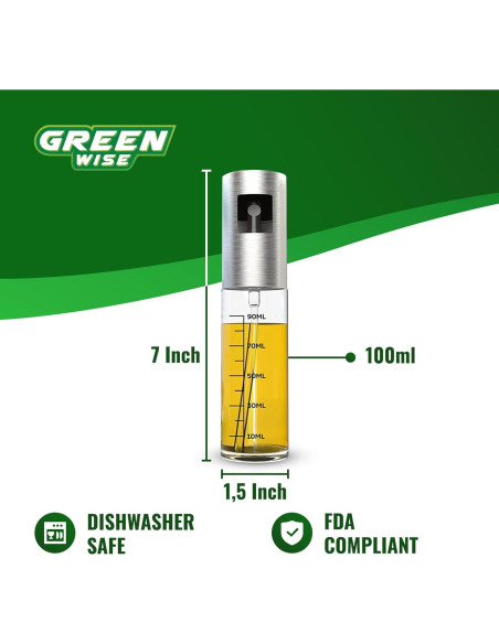 Rociador de Aceite GREEN WISE 100 ml Acero Inoxidable