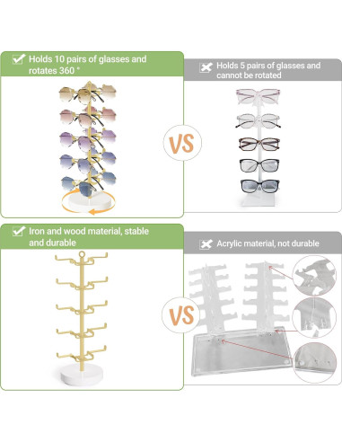 Organizador de Gafas de Sol Rotativo Mkono 360 Metal para 10 Pares
