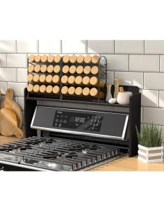 Estante de Cocina MyLifeUNIT 80 cm Madera Negra para Estufa 2