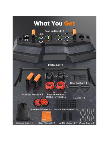 Kit de Ejercicio Multifuncional UroGlow 25 en 1 Plegable