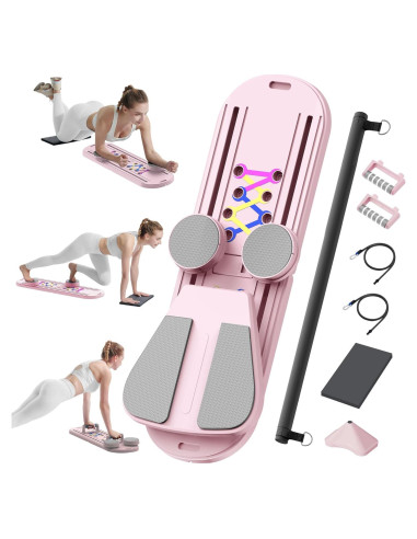 Tabla de Pilates AddWin Rosa 15-en-1 Plegable para Ejercicio
