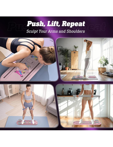 Tabla de Pilates AddWin Rosa 15-en-1 Plegable para Ejercicio