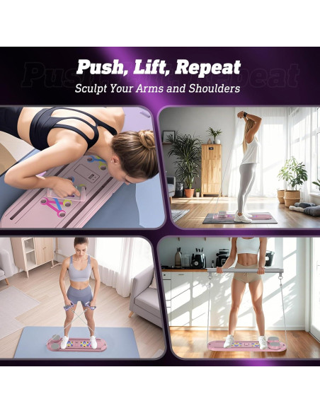Tabla de Pilates AddWin Rosa 15-en-1 Plegable para Ejercicio