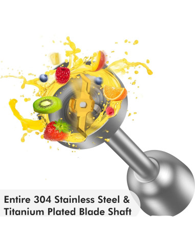 Batidora de Mano KOIOS 1000W 5-en-1 Acero Inoxidable 12 Velocidades