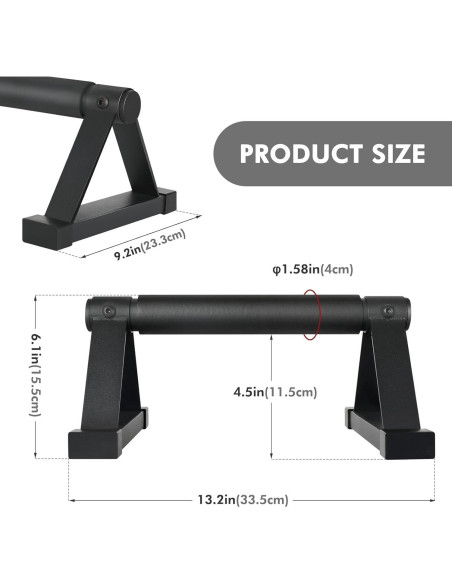 Barras de Flexiones Airogym de Acero Antideslizantes 600 lbs