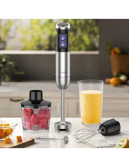 Batidora de Mano KOIOS 1000W 5-en-1 Acero Inoxidable 12 Velocidades
