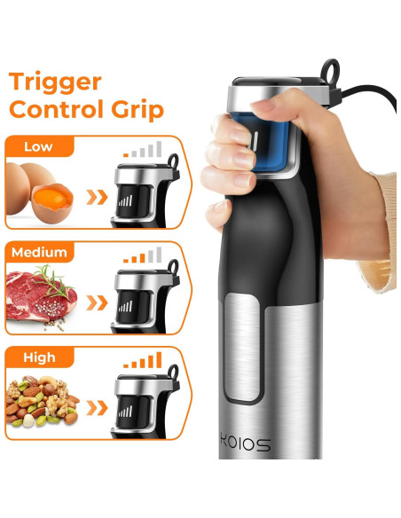 Batidora de Inmersión KOIOS 5 en 1 1100W Acero Inoxidable
