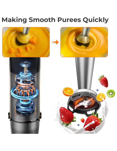 Batidora de Inmersión KOIOS 5 en 1 1100W Acero Inoxidable