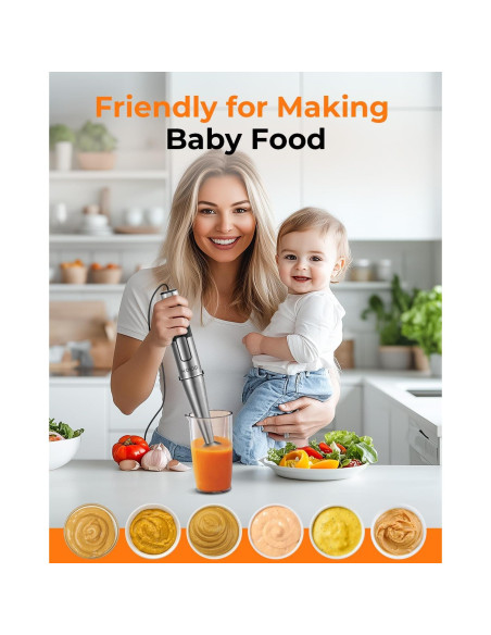 Batidora de Inmersión KOIOS 5 en 1 1100W Acero Inoxidable