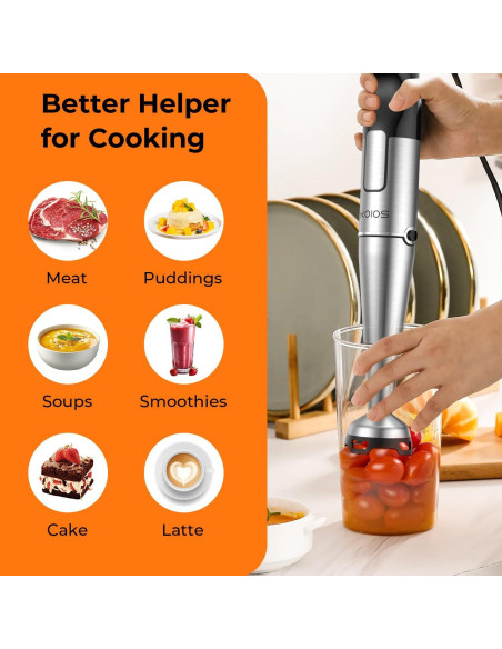 Batidora de Inmersión KOIOS 5 en 1 1100W Acero Inoxidable