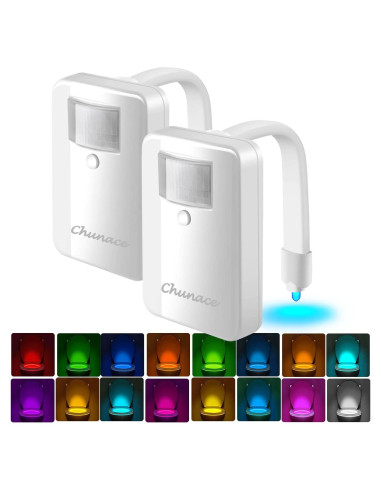 Luz Nocturna LED para Inodoro Chunace - 2 Piezas, 16 Colores