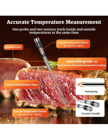 Termómetro de Carne Inalámbrico VACUUM SEALERS 2 Probetas