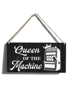 Cartel de Jackpot Qious Reina de la Máquina 15x30 cm Madera