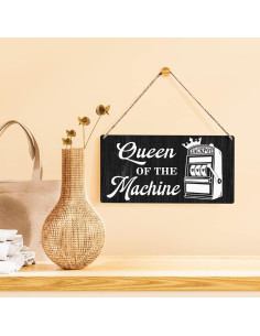 Cartel de Jackpot Qious Reina de la Máquina 15x30 cm Madera 2