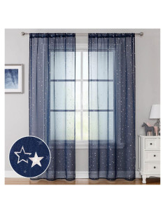 Cortinas Transparentes WUBODTI Azul Marino 99x200 cm 2 Paneles