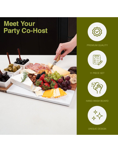 Juego de Tabla de Charcutería Joyful Brand 11 Piezas Acacia Juego de Tabla de Charcutería Joyful Brand 11 Piezas Acacia