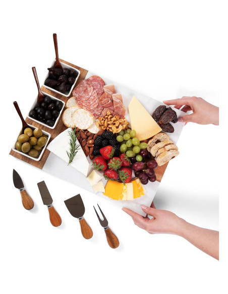 Juego de Tabla de Charcutería Joyful Brand 11 Piezas Acacia Juego de Tabla de Charcutería Joyful Brand 11 Piezas Acacia