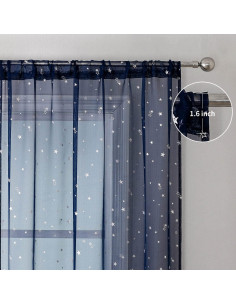 Cortinas Transparentes WUBODTI Azul Marino 99x200 cm 2 Paneles 2