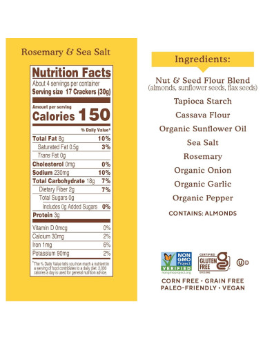 Galletas de Almendra Simple Mills Romero y Sal Marina 120g