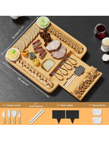 Juego de Tablas de Charcutería HONGFENGDZ de Bambú 42.93x34.80cm