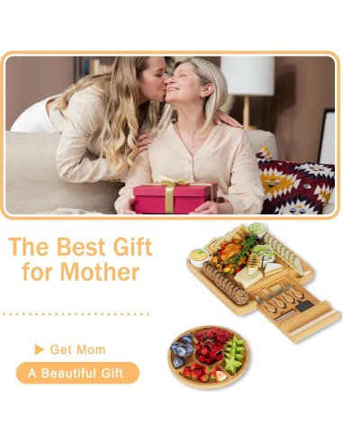 Juego de Tablas de Charcutería HONGFENGDZ de Bambú 42.93x34.80cm