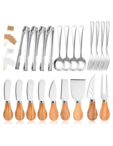 Juego de Cuchillos de Queso BBKON 22 Piezas Acero Inoxidable