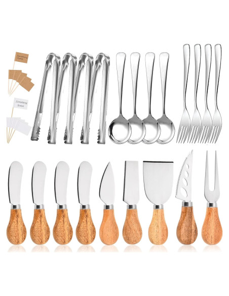 Juego de Cuchillos de Queso BBKON 22 Piezas Acero Inoxidable