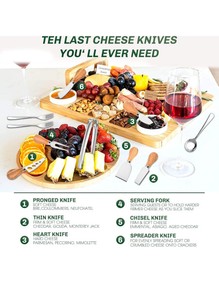 Juego de Cuchillos de Queso BBKON 22 Piezas Acero Inoxidable