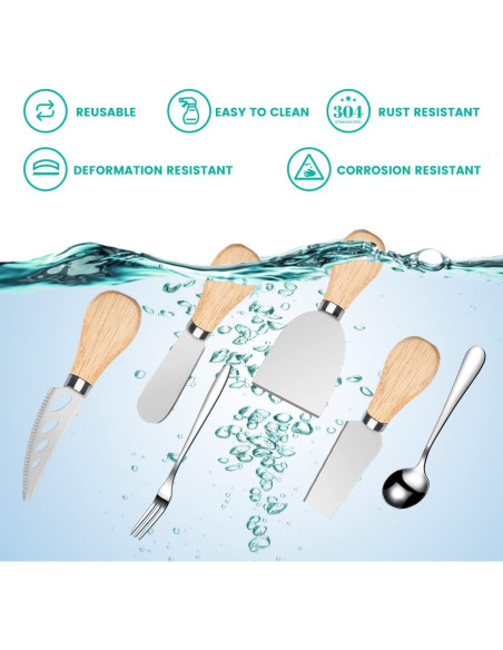 Set de Cuchillos para Queso LifeMusican 23 Piezas Madera