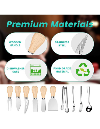 Set de Cuchillos para Queso LifeMusican 23 Piezas Madera