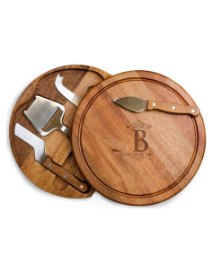 Tabla de Cortar de Queso Acacia Picnic Time con Monograma B