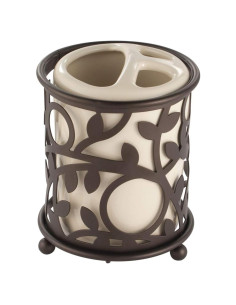 Soporte para Cepillos de Dientes iDesign Vine Cerámica Vainilla