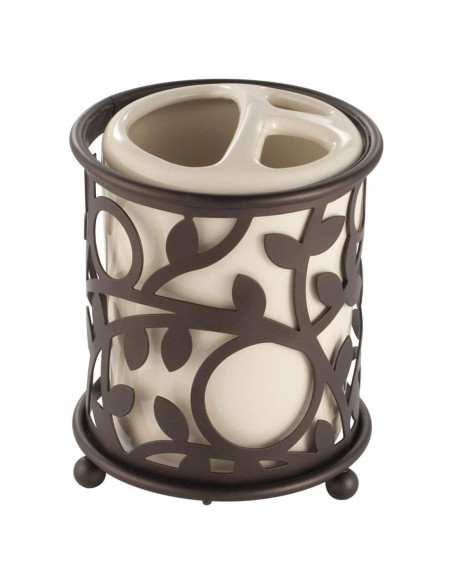 Soporte para Cepillos de Dientes iDesign Vine Cerámica Vainilla