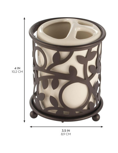 Soporte para Cepillos de Dientes iDesign Vine Cerámica Vainilla