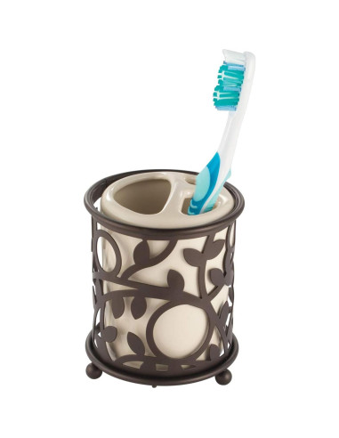 Soporte para Cepillos de Dientes iDesign Vine Cerámica Vainilla