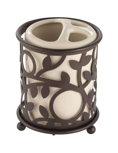 Soporte para Cepillos de Dientes iDesign Vine Cerámica Vainilla