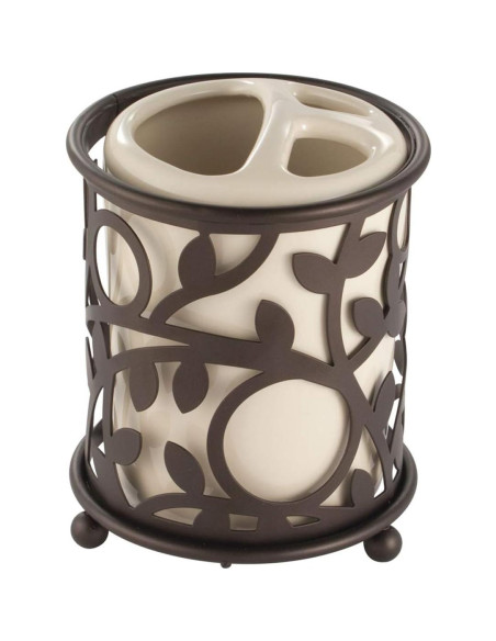 Soporte para Cepillos de Dientes iDesign Vine Cerámica Vainilla