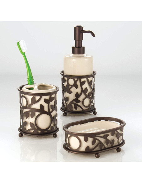 Soporte para Cepillos de Dientes iDesign Vine Cerámica Vainilla