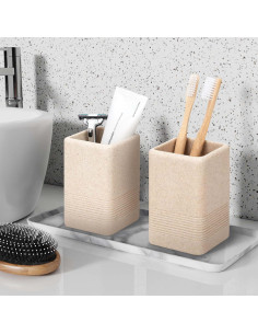 Soportes para Cepillos de Dientes INIUNIK 2PCS Beige Resina 2