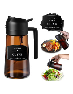 Dispensador de Aceite de Vidrio 2 en 1 LAKUMIQI 470ml Negro