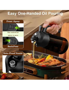 Dispensador de Aceite de Vidrio 2 en 1 LAKUMIQI 470ml Negro 2